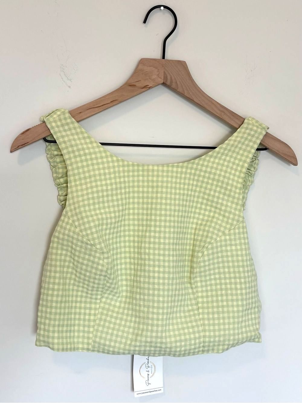 Le Lis Green Gingham Checkered Sleeveless Crop Top Tank Retro Vintage NWT Size M